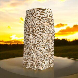 1X Brown and White Zebra Skirt Animal Trendy Plus Size Bold Exotic Festival Soft